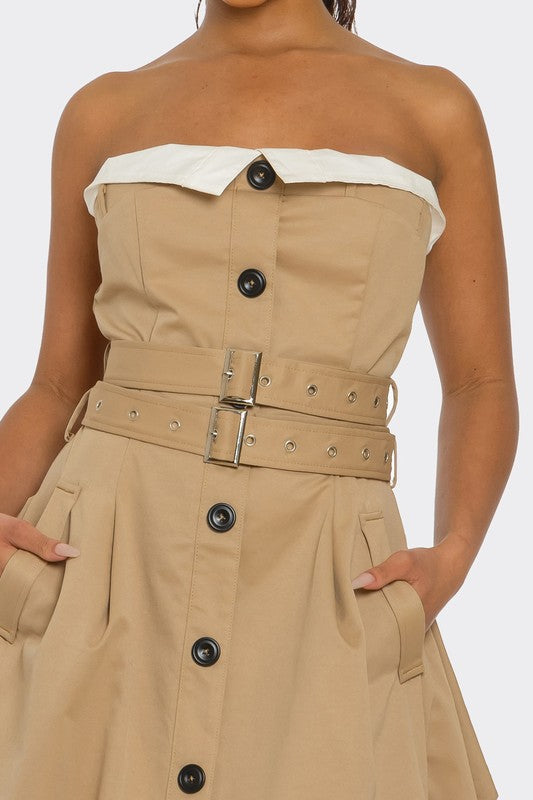 Chic Reinvented Trench Maxi Dress