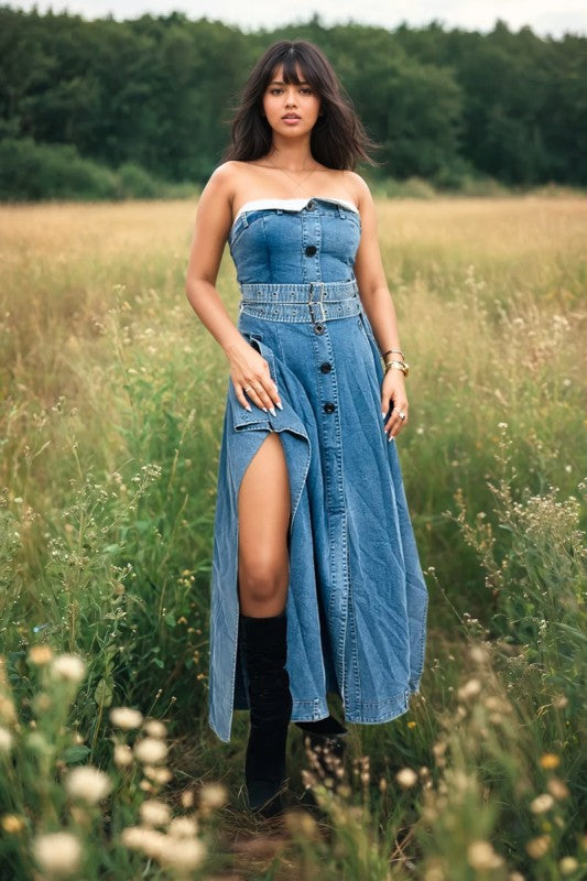 Chic Reinvented Trench Maxi Dress