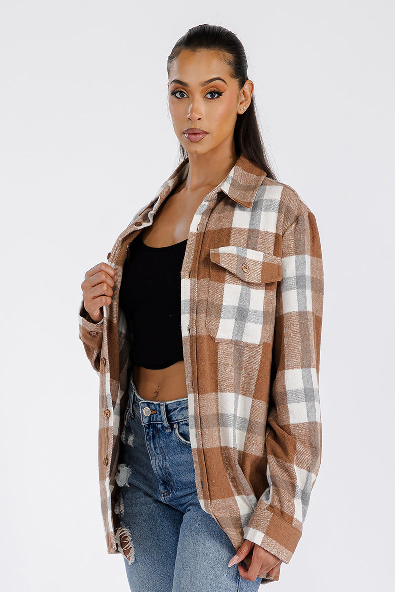 Boyfriend Oversized Soft Flannel Shacket FL505